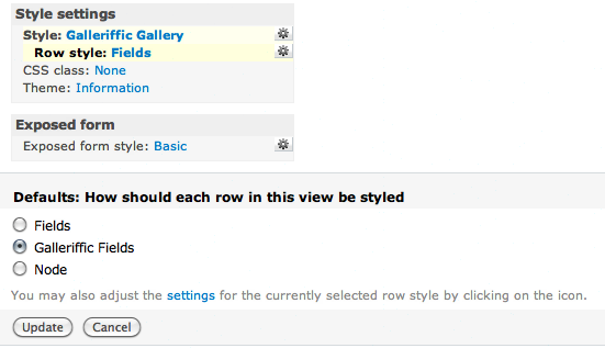 selecting Galleriffic Fields